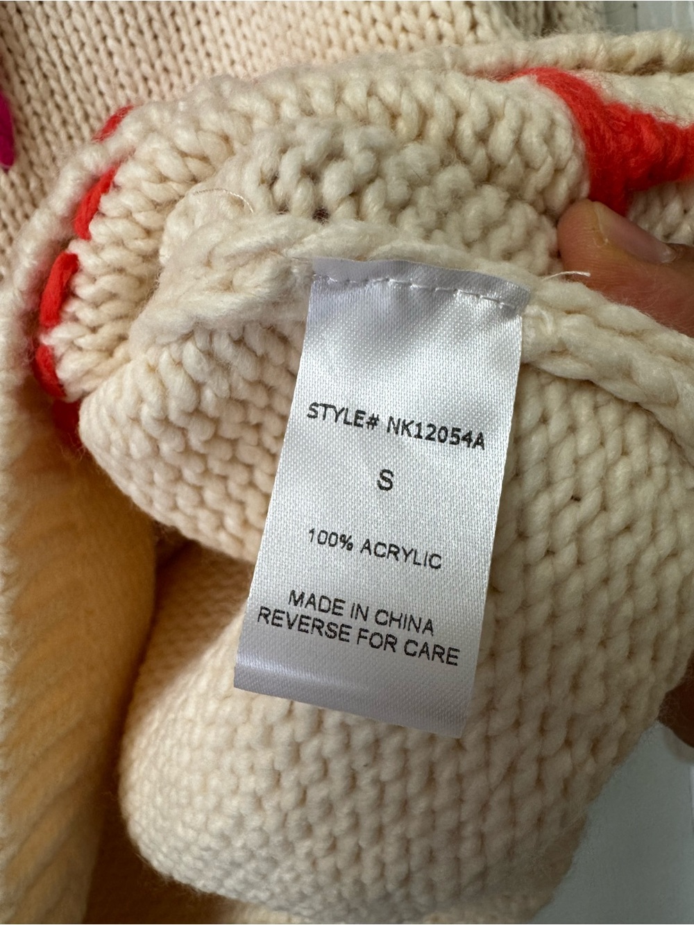 VICI Cream Knit Sweater with Pink & Red Bow Appliqués - Picture 3 of 5